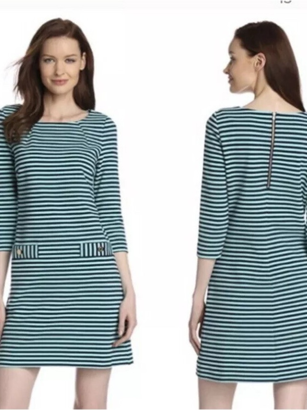 Lilly Pulitzer Charlene Striped Dress - Aqua Blue & Navy - Size XL